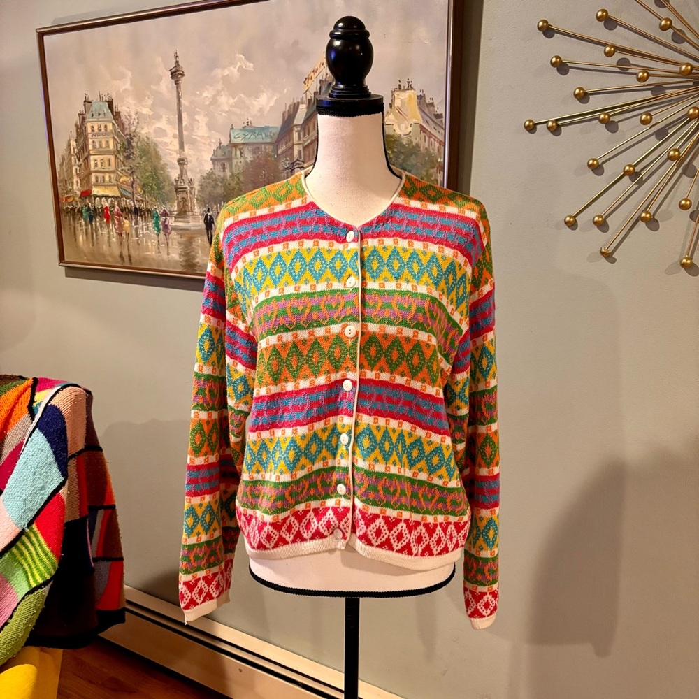 United Colors of Benetton Fair Isle Cardigan Sweater - Women’s Size M/L
